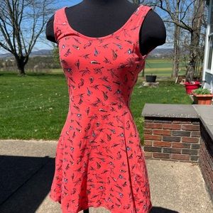 Bird Print Skater Dress